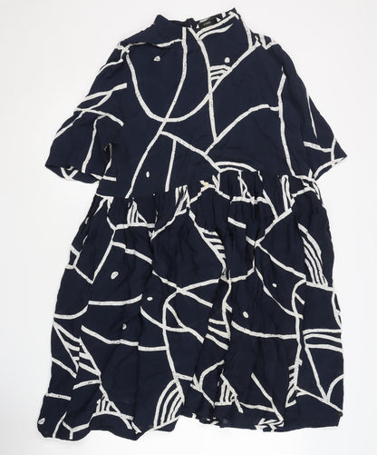 NÜMPH Women's Blue Geometric Shift Dress Size 12