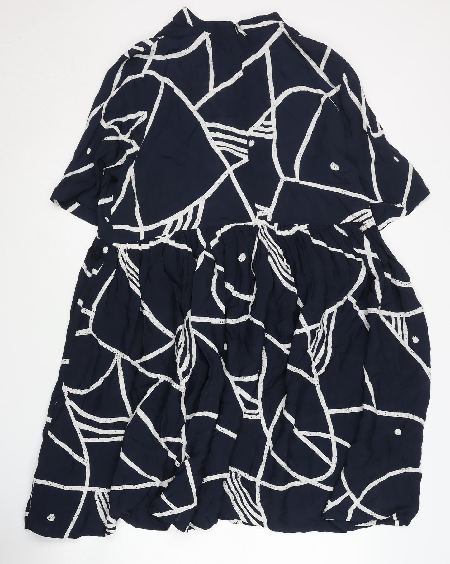 NÜMPH Women's Blue Geometric Shift Dress Size 12