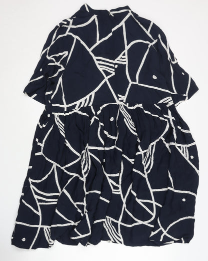 NÜMPH Women's Blue Geometric Shift Dress Size 12