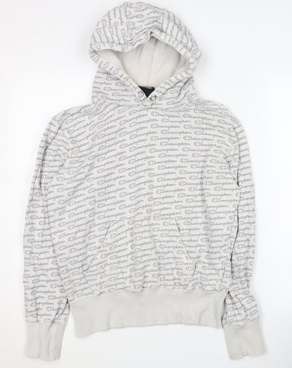 Champion Women's Grey Logo Pullover Hoodie Small