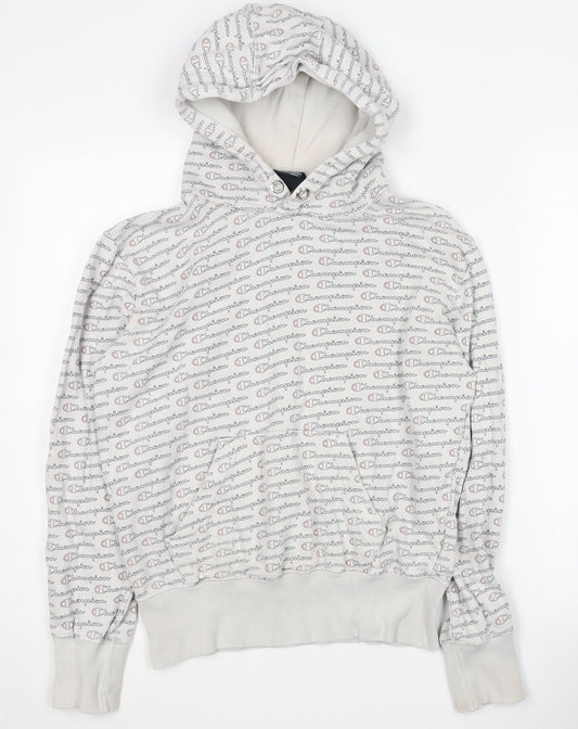 Champion Women's Grey Logo Pullover Hoodie Small