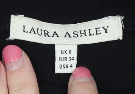 Laura Ashley Women's Black A-Line Midi Skirt Size 8