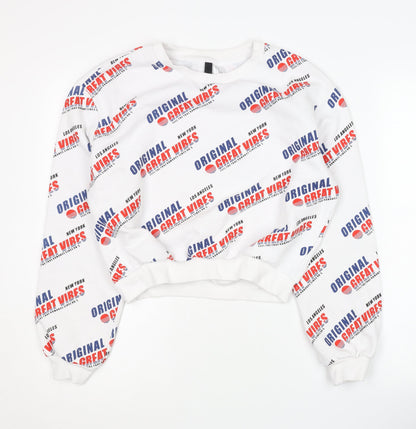 H&M Women's White Pullover Sweatshirt M