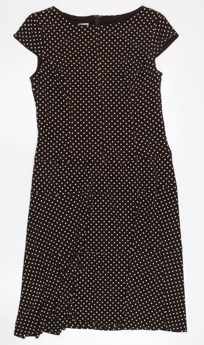 Anne Klein Women's Black Polka Dot Fit & Flare Dress Size 10