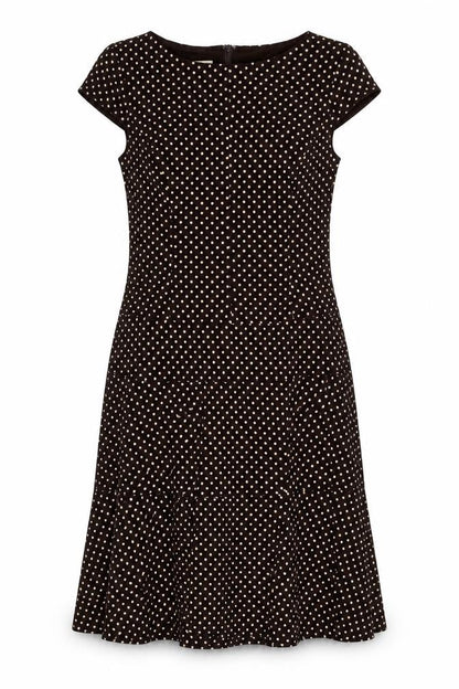 Anne Klein Women's Black Polka Dot Fit & Flare Dress Size 10