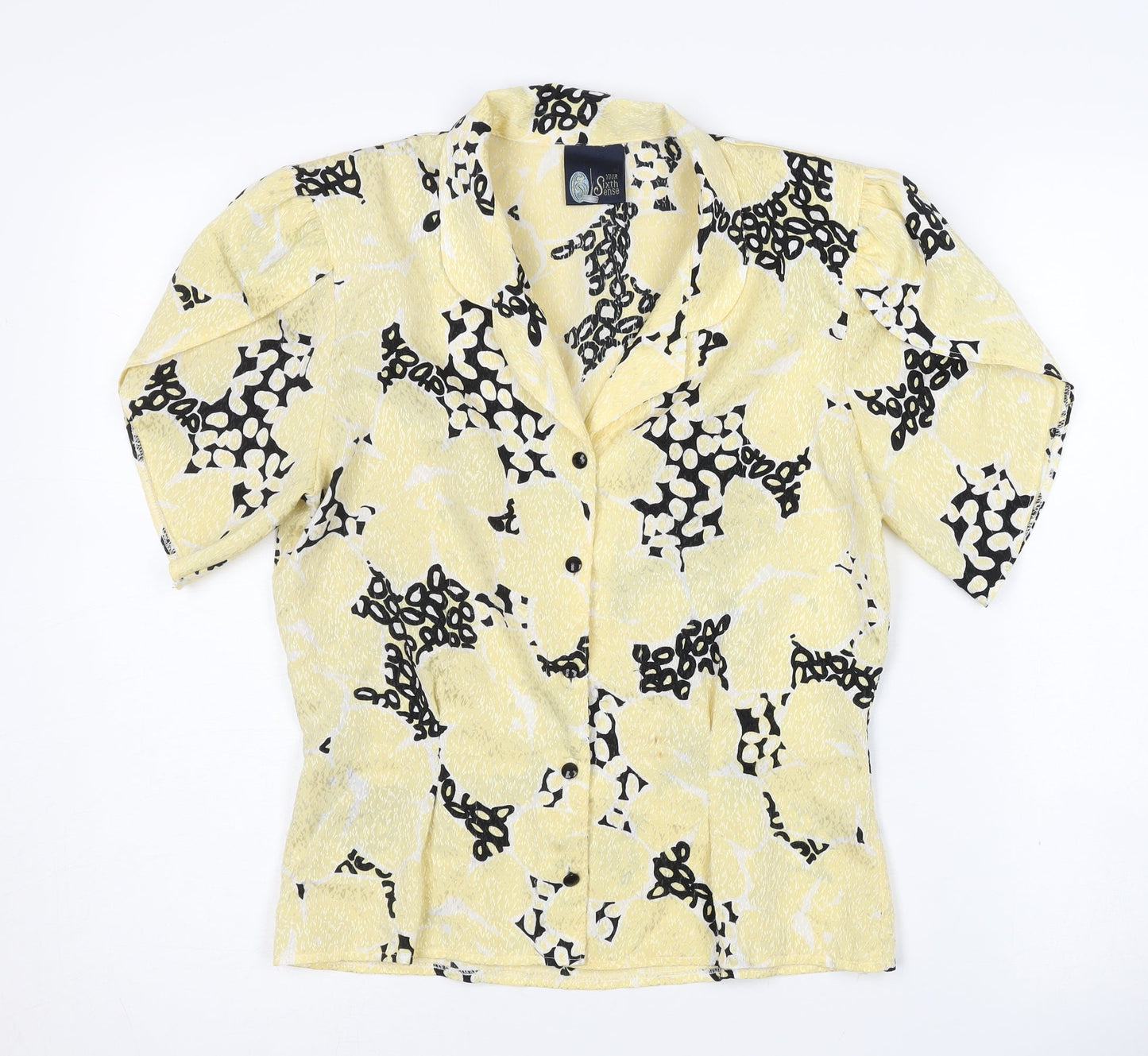 Womens UK Size 10 Your Sixth Sense Yellow Basic Button-Up