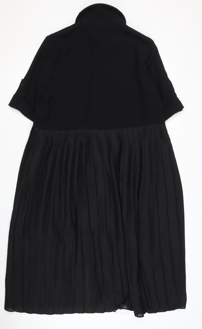 Zara Women's Black Collared Shirt Dress - Size S