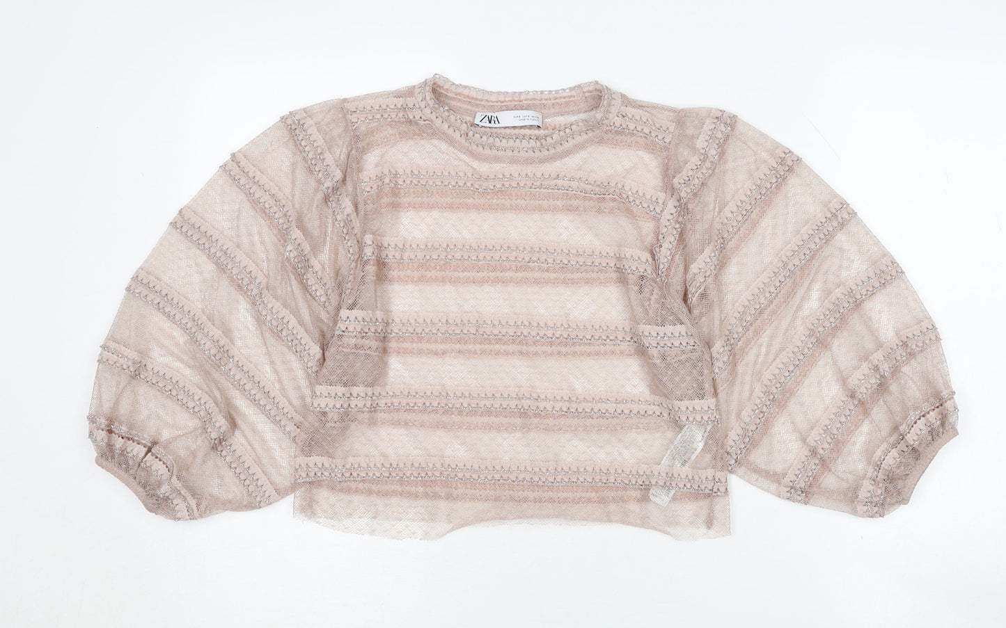 Womens UK Size S Zara Beige Basic Cropped