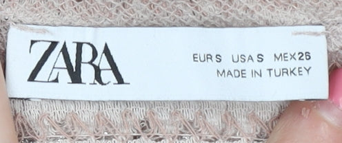 Womens UK Size S Zara Beige Basic Cropped