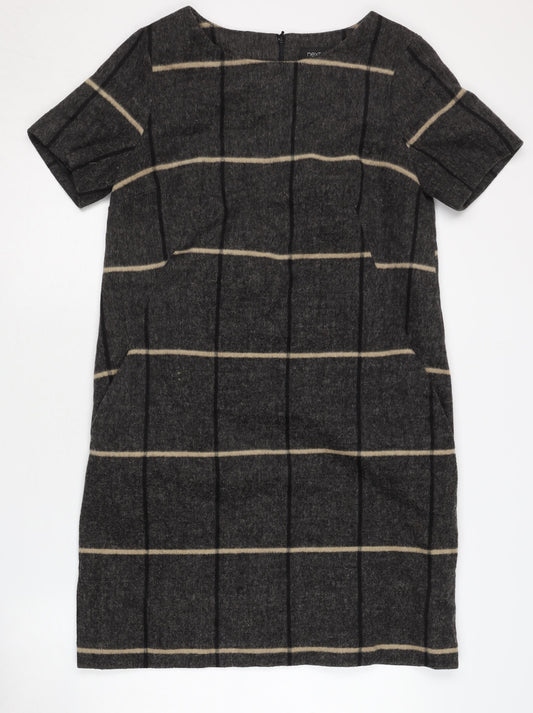 Next Women’s Black Sheath Dress - Size 10, Classic Check