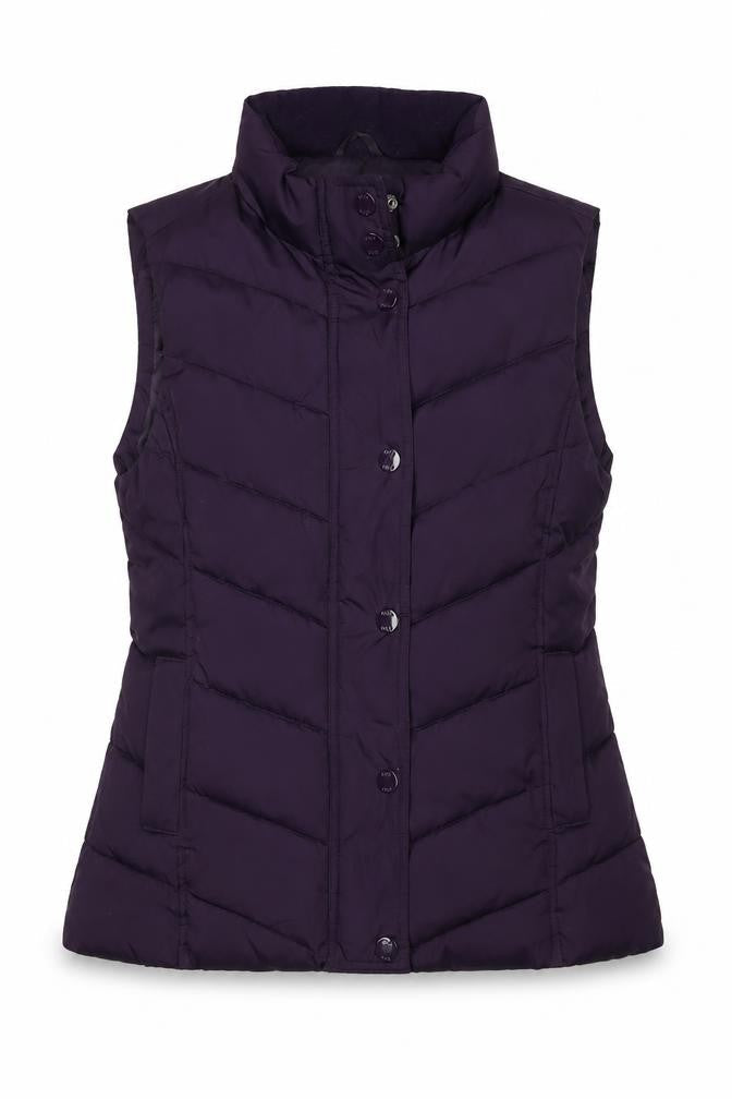 Gap Women's Purple Puffer Waistcoat, M, Button Closure