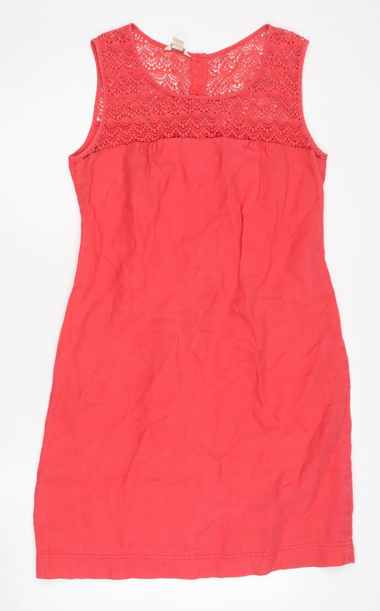 Monsoon Women's Red Linen Sleeveless Button Dress