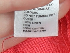 Monsoon Women's Red Linen Sleeveless Button Dress