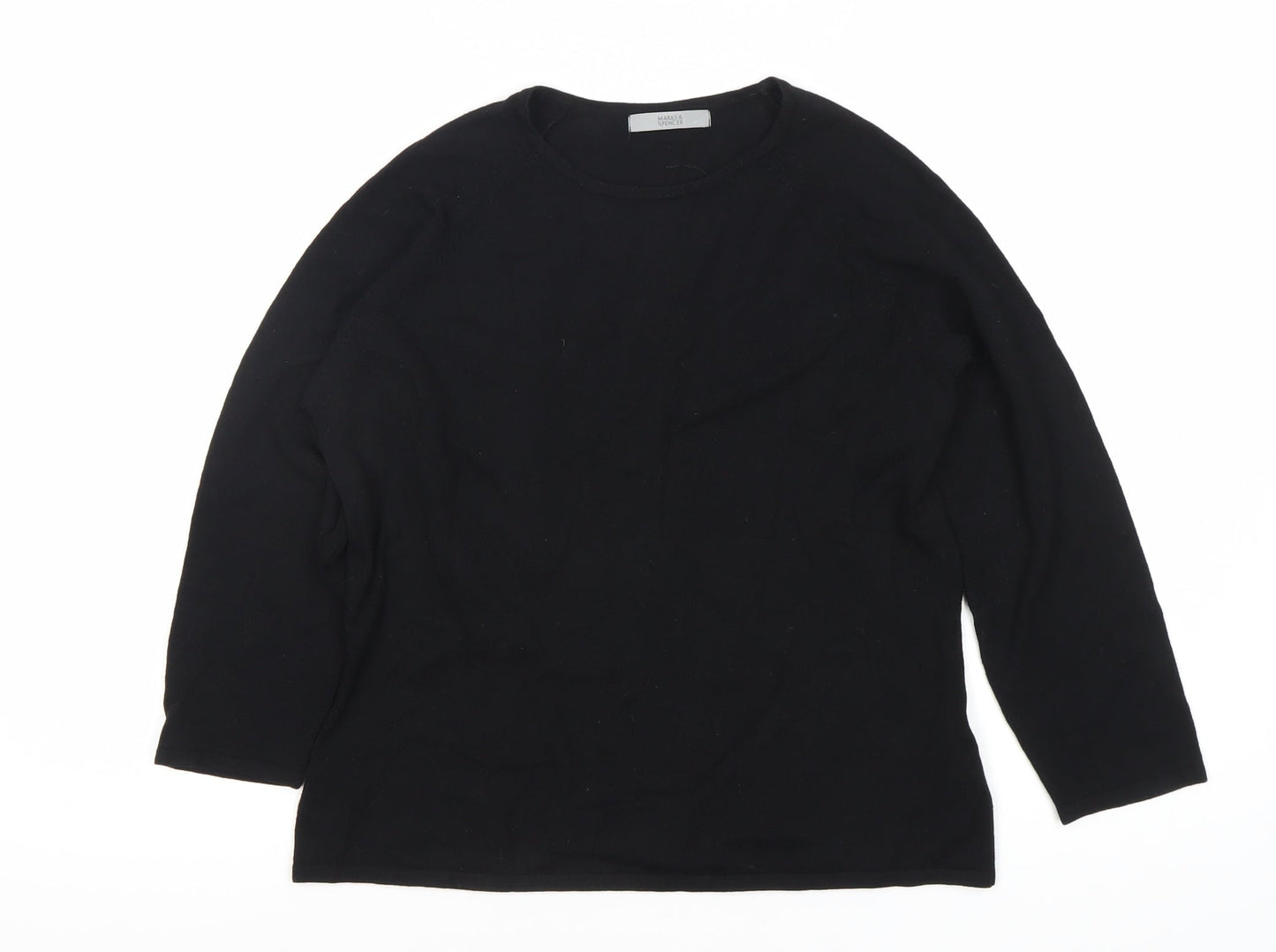 Womens UK Size 14 Marks and Spencer Black Basic T-Shirt