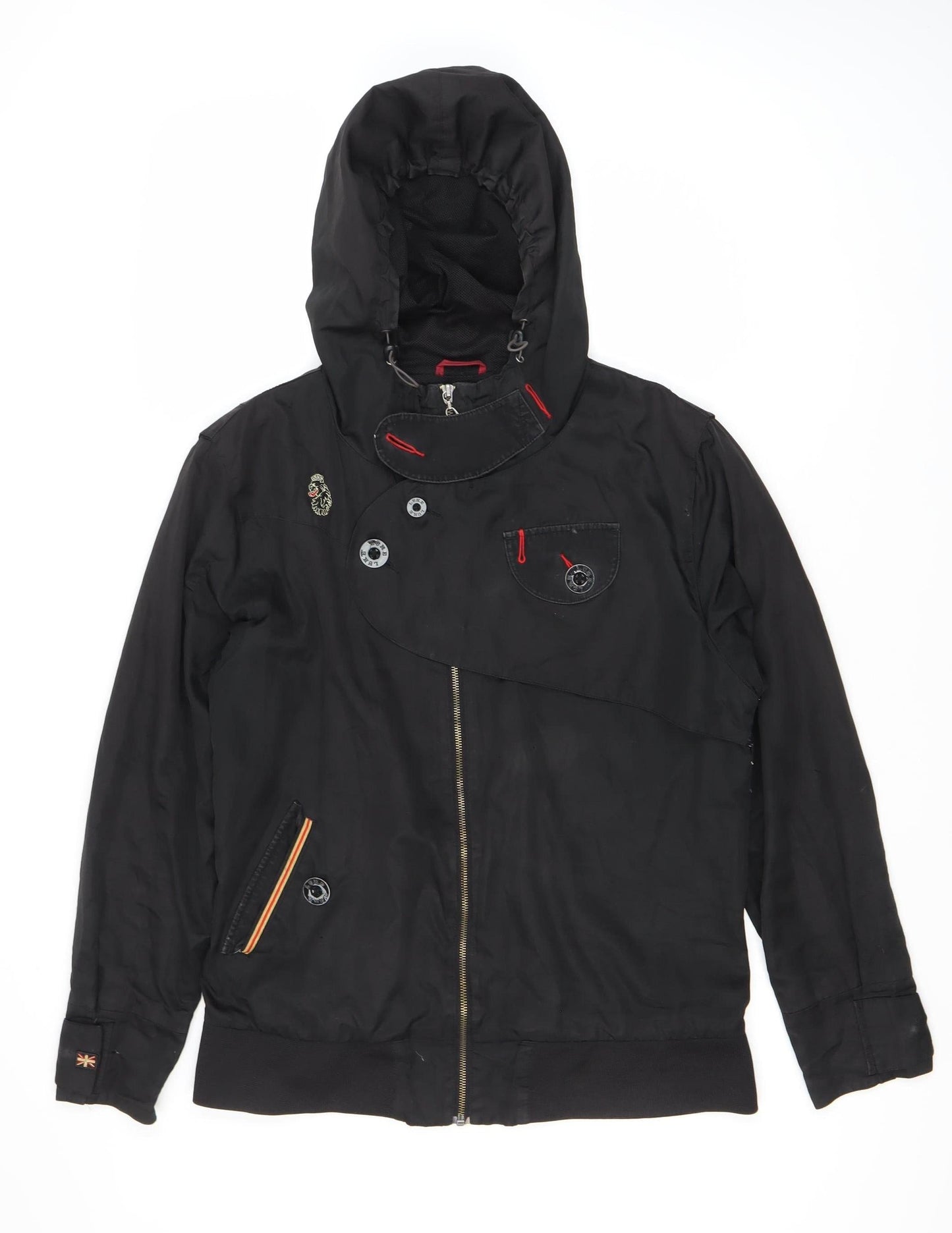 Mens UK Size M Luke Black Hooded Jacket