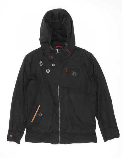 Mens UK Size M Luke Black Hooded Jacket