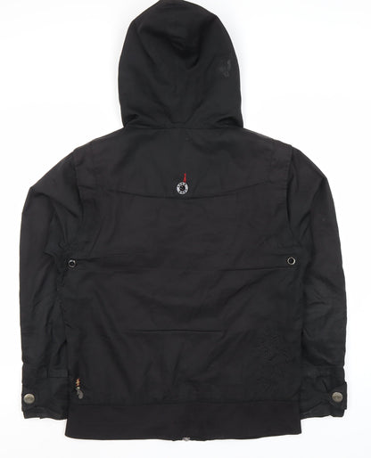Mens UK Size M Luke Black Hooded Jacket