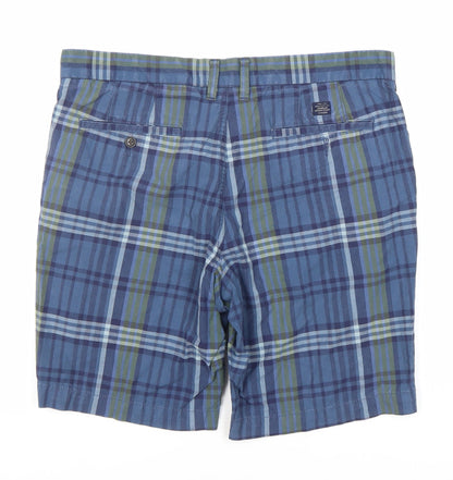 Marks and Spencer Men's Blue Plaid Chino Shorts L