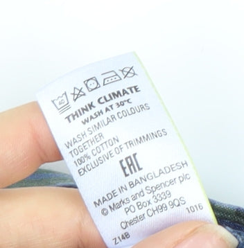 Marks and Spencer Men's Blue Plaid Chino Shorts L