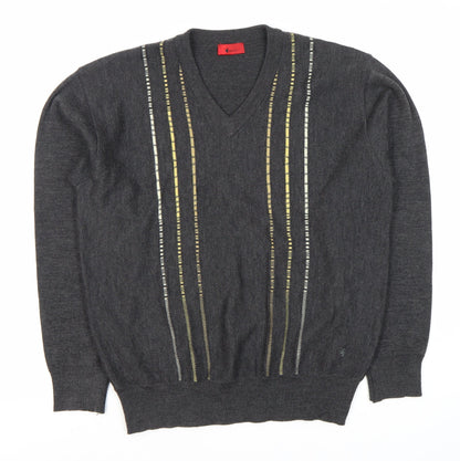 Gabicci Men's Grey V-Neck Pullover Jumper Size S