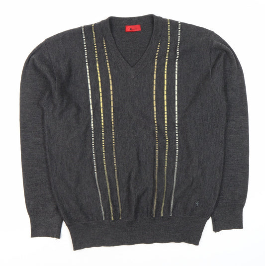 Gabicci Men's Grey V-Neck Pullover Jumper Size S