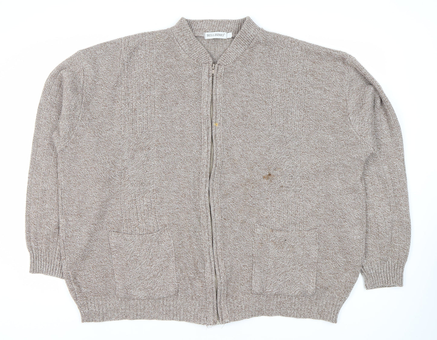 Bellisimo Men's Beige Full Zip Jumper 3XL