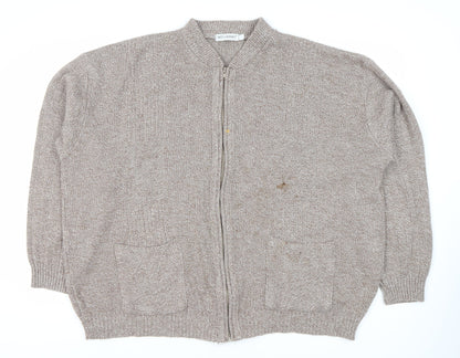 Bellisimo Men's Beige Full Zip Jumper 3XL