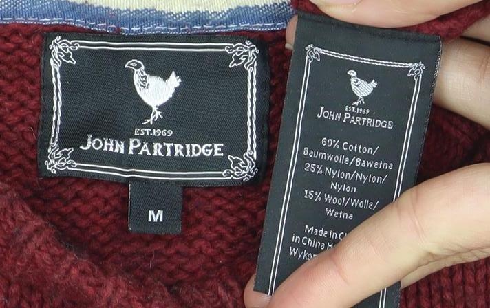 John Partridge Men's Red Knit Pullover Jumper M