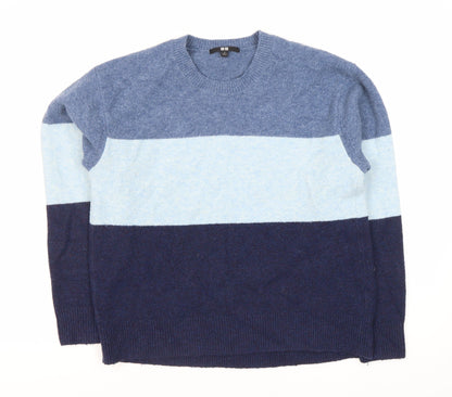 Uniqlo Men's Blue Striped Pullover Jumper S
