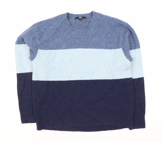 Uniqlo Men's Blue Striped Pullover Jumper S
