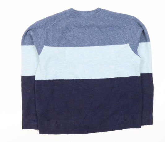 Uniqlo Men's Blue Striped Pullover Jumper S