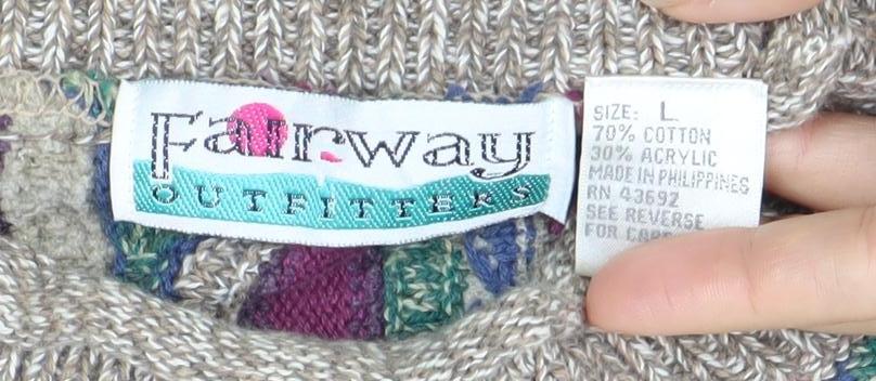Fairway Outfitters Multicoloured Geometric Knit Jumper L