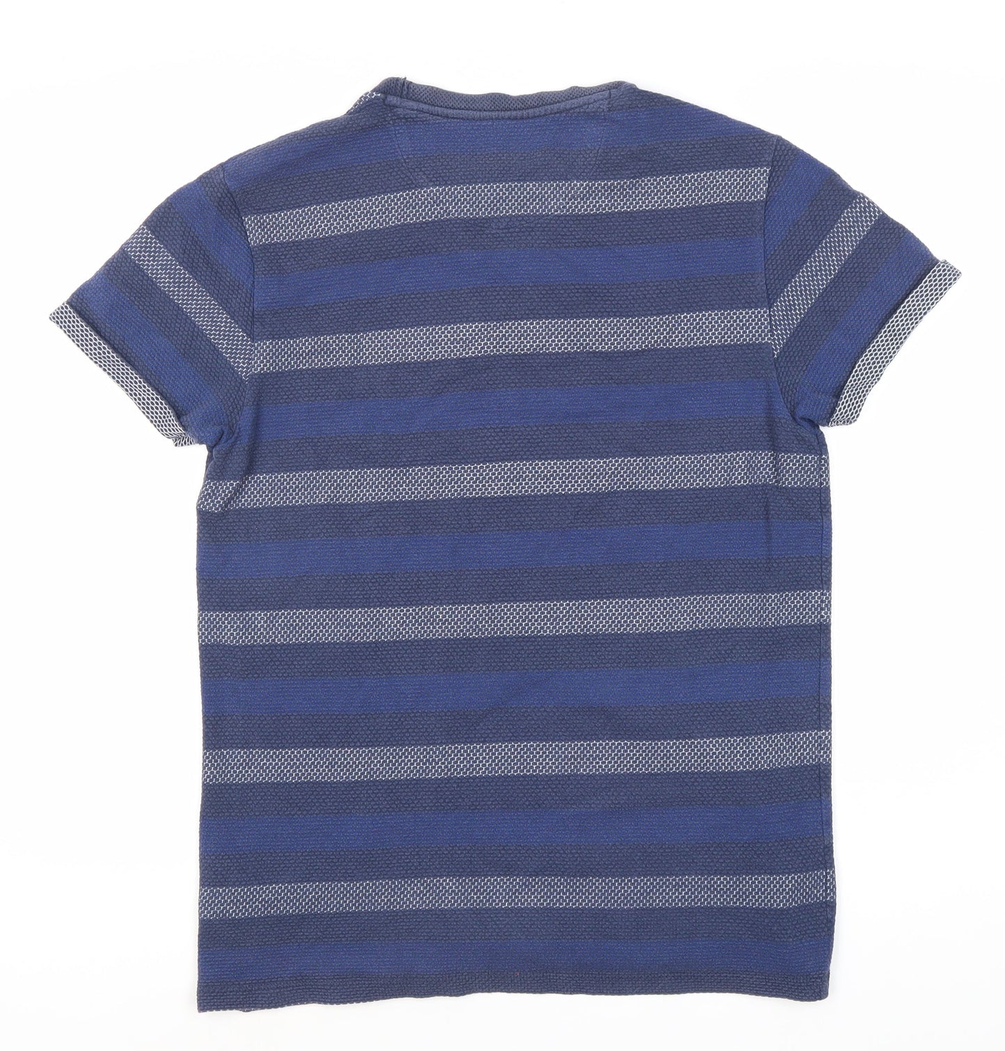 Racing Green Men's M Blue Striped Cotton T-Shirt
