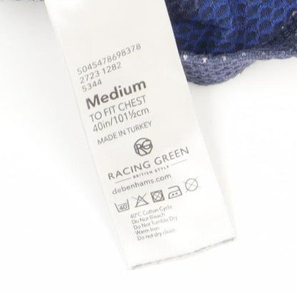 Racing Green Men's M Blue Striped Cotton T-Shirt