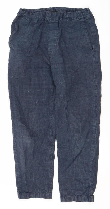 iets frans Men's Blue Check Jogger Trousers, 28W 32L