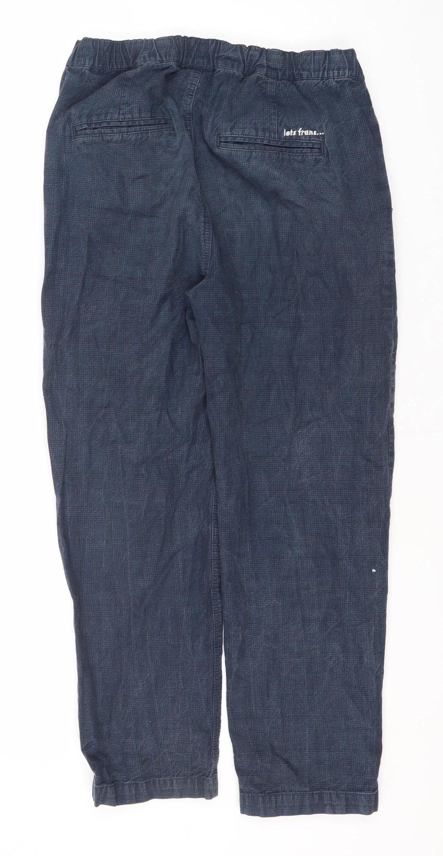 iets frans Men's Blue Check Jogger Trousers, 28W 32L