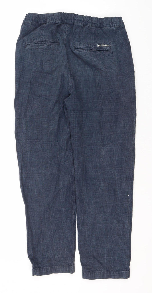 iets frans Men's Blue Check Jogger Trousers, 28W 32L