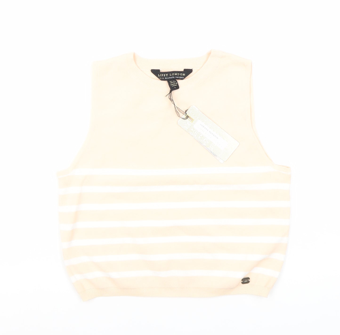 Womens UK Size L Lipsy London Beige Basic Tank