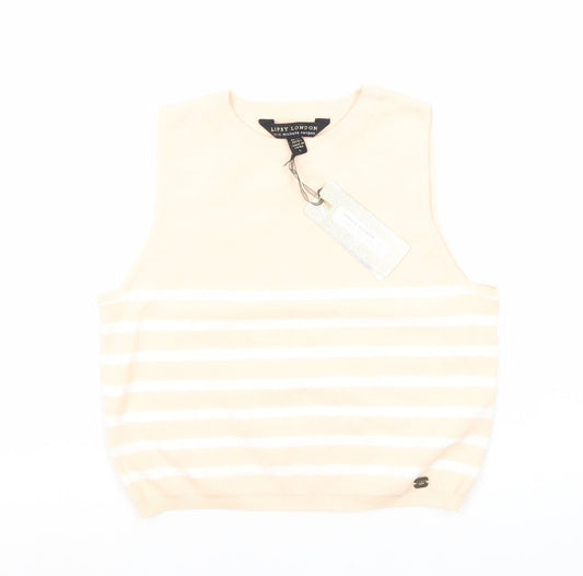 Womens UK Size L Lipsy London Beige Basic Tank
