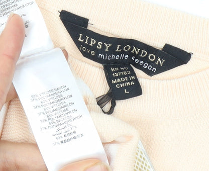 Womens UK Size L Lipsy London Beige Basic Tank
