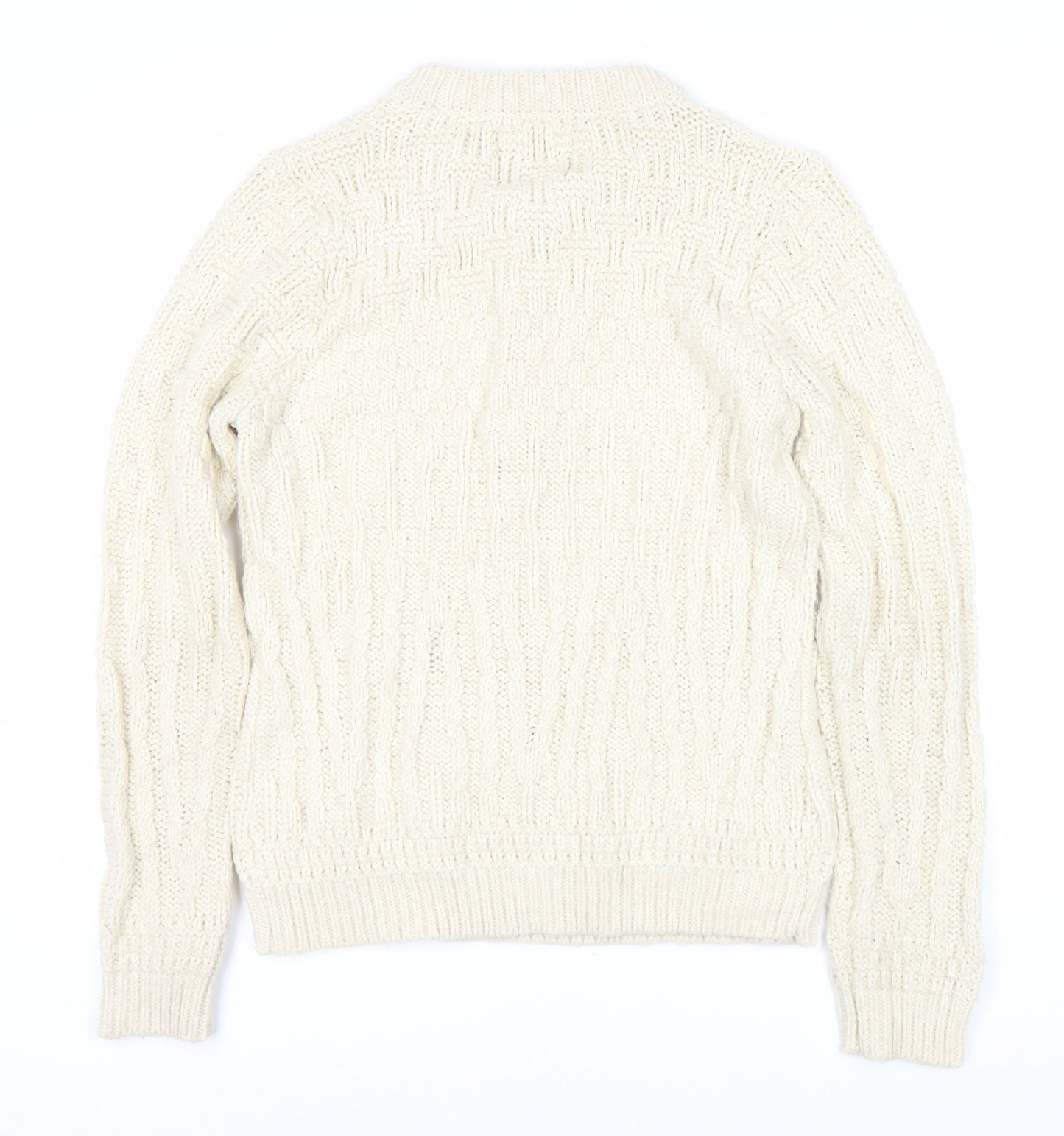 Topman Men's XS Ivory Cable-Knit Henley Jumper