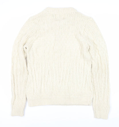 Topman Men's XS Ivory Cable-Knit Henley Jumper