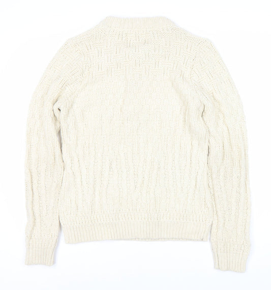 Topman Men's XS Ivory Cable-Knit Henley Jumper