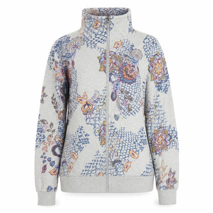 Jomino Women's Grey Floral Full Zip Sweatshirt Size 12