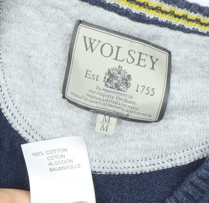 Wolsey Men's Blue Vest M Cotton Sleeveless Jumper