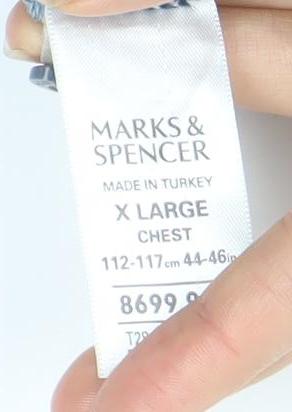 Marks and Spencer Men's Blue XL Long Sleeve Polo