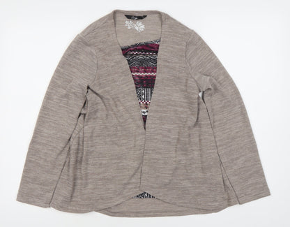 BNY Casual Women's Beige Long Sleeve Blouse-Cardigan Top, Size 12