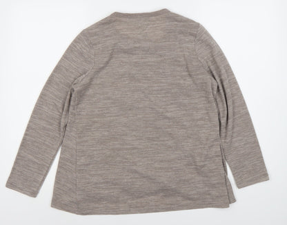 BNY Casual Women's Beige Long Sleeve Blouse-Cardigan Top, Size 12