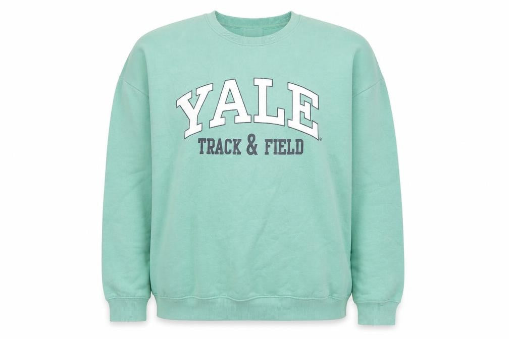 Front view of Yale University XL Green unisex college sweatshirt