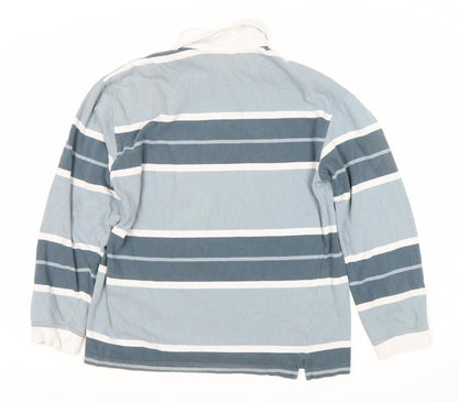 Springfield Men's Multicoloured Striped Cotton Polo, M